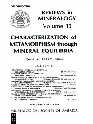 cover image of Characterization of Metamorphism through Mineral Equilibria